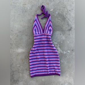 Wild Fable Knit Striped Summer Dress Sleeveless Stretchy  Halter Size S